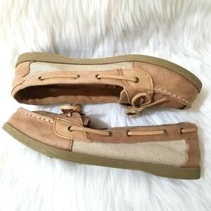 Vtg American Eagle Women's Y2K Loafer Boat Shoes Size 9 Tan Slip-On Grunge